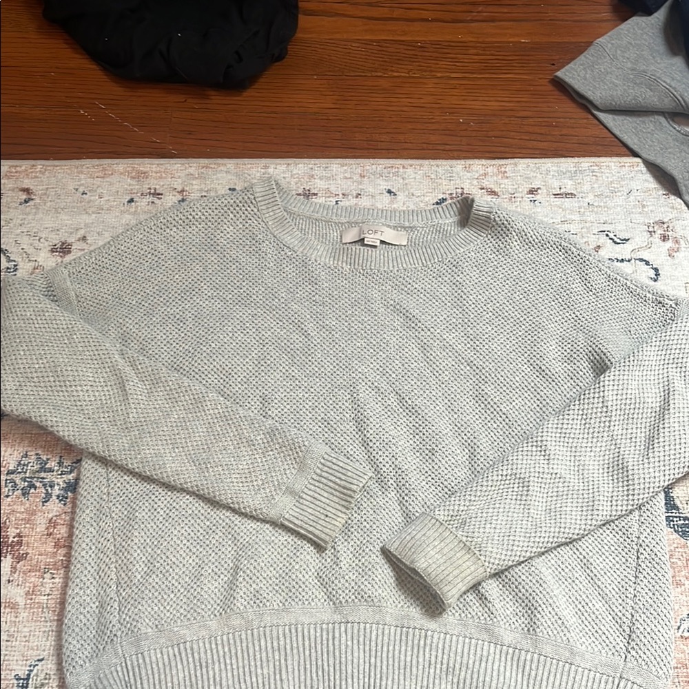 LOFT Gray Textured Sweater